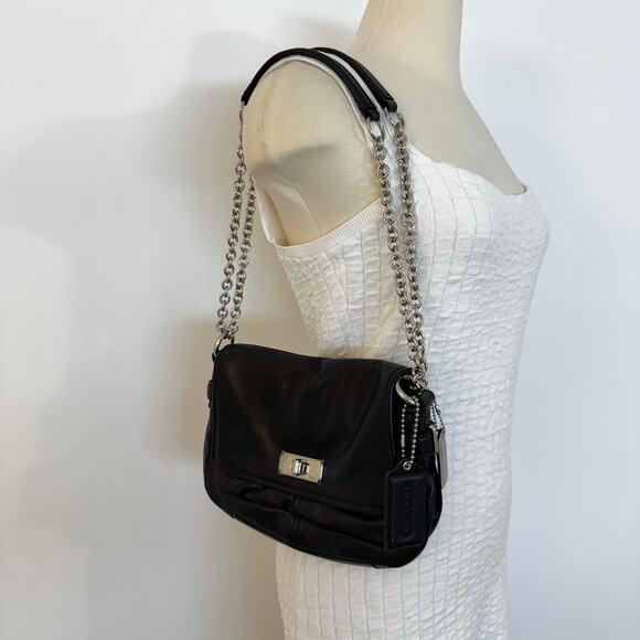 Coach Chelsea Convertible Crossbody Shoulder Bag Turnlock Flap Black F17825 - Picture 2 of 16